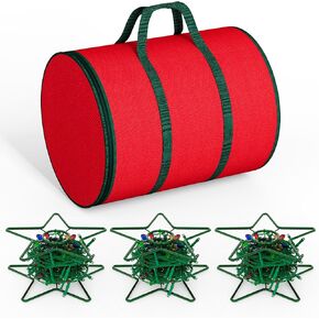 Dicasser Light Storage Zipper Carrying Bag Cord Reel Holder with 3 Black Metal Reels, Tear-Proof 600D Oxford Fabric Reinforced Stitched Handles
