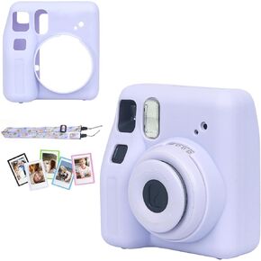 CAIYOULE Clear Case for Fujifilm Instax Mini SE Camera Protective Case with Back Photo Storage Pocket, Selfie Mirror, Stickers and Adjustable Shoulder Strap