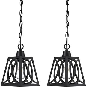 3 Pack 1 Light Rustic Farmhouse Large 6.3" Oval Metal Lantern Cage Kitchen Island Pendant Light Fixture,Black Finish for Table Foyer Over Sink Dining Room Adjustable Chain