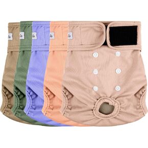 Female Dog Diapers 5Pcs - Premium Reusable Diapers for Doggie in Heat - Highly Absorbent Dog Diapers Female for Pet Incontinence with Adjustable Snaps,Flowers M
