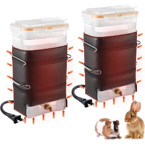 74 oz Heated Rabbit Water Bottle, Large Rabbit Water Dispenser No Drip, Bunny Water Bottle, Heated Small Animal Drinker for Pets, Rabbits, Guinea Pigs, Hamster, Ferrets, Birds, Mouse, Rats(2 Pack)