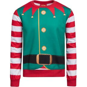 Boys' Ugly Christmas Sweater - Santa Elf and Llama Holiday Graphic Funny Christmas Sweater for Boys (Sizes: 8-18)