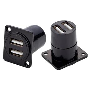 2PCS Dual USB3.0 Panel Mount Connector, 2 Ports O-Type Female to Female USB Pass Through Bulkhead Coupler Adapter with Weatherproof Dust Cap