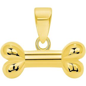 14k Yellow Gold Horizontal Mini Dog Bone Charm Pendant