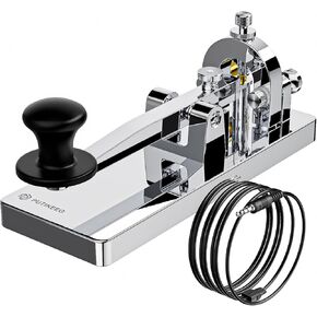 Putikeeg CW Telegraph Key - Heavy Duty Stainless Steel Classical Morse Code Key, Shortwave Radio Ham Send Telegram Practice Oscillator Straight Key (Blue)