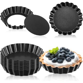Tessco 16 Pieces Mini Tart Pans with Removable Bottom Nonstick Quiche Pan Mini Pie Pans Mini Tart Pans Bakeware Mold Fluted Side for Pies (Black Rectangle,4.33 x 2.36 x 0.79 Inch)