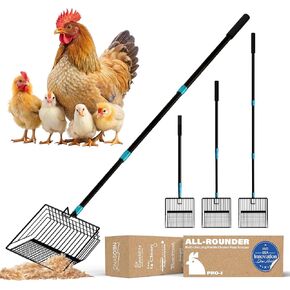 Neosync® Upgraded Adjustable Long Handle Cat Litter Scooper - US Innovation Design Award-Winning Extendable Non Stick Metal Chicken Poop Scooper for Cat/Coop/Goat/Horse
