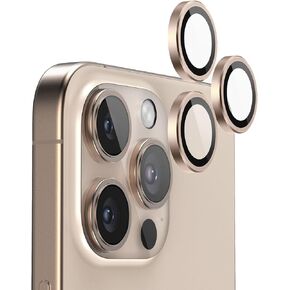 FLOLAB NanoArmour Anti-Reflective for iPhone 16 Pro Max/iPhone 16 Pro Camera Lens Protector - Durable Tempered Glass with Aluminum Ring, TruColors, Ultra Clear, Easy Install - Black
