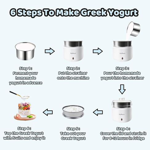 Compact Yogurt Maker Machine with Strainer, Greek Yogurt Maker Machine with Constant Temperature Control, Stainless Steel Container, 1 Quart Container, Ideal for Yogurt, Natto and Kefir in Saudi Arabia