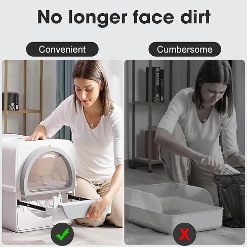Large Self Cleaning Cat Litter Box for Multi Cats, Pull and Scoop Kitty Litter Box with Lid, Odorless Cat Litter Box with 4.4lb Cat Litter, Semi-Auto Litter Scoop Easier Cleaning in Saudi Arabia