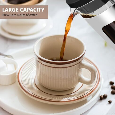 RAINBEAN French Press Coffee Maker 12 Oz, Mini Coffee Press 1 Cup, Single Serve French Press, With 3 Filterations, Heat Resistant Thickness Borosilicate Glass, Coffee Brewer Tea Press in Kuwait