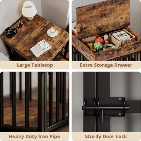 IRONCK Dog Crate Furniture for Small Dogs, Rustic Brown in Kuwait