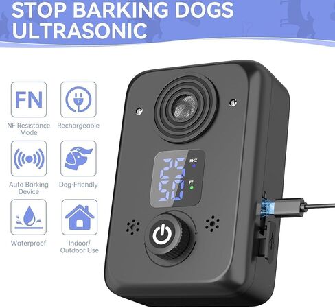 Anti Barking Device for Dogs, Ipx4 Waterproof Dog Bark Deterrent Devices, Automatically Detect Barking Dog Deterrent with 3 Adjustable Detection Ranges, Dog Training Clicker Black 2Pack in Saudi Arabia
