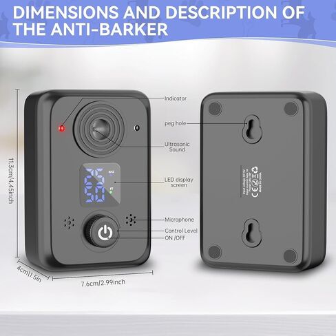 Anti Barking Device for Dogs, Ipx4 Waterproof Dog Bark Deterrent Devices, Automatically Detect Barking Dog Deterrent with 3 Adjustable Detection Ranges, Dog Training Clicker Black 2Pack in Saudi Arabia
