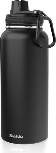 Kids Sport Water Bottle 18oz Stainless Steel Double Wall Vacuum Thermal Mug with Leak Proof Spout Lids, Wide Mouth Metal Insulated Water Jug for Gym and Travel,Black in Saudi Arabia