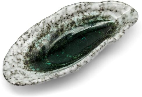 Large Ceramic Spoon Rest for Stove Top, Oyster Shell-Shaped Stable Glaze Sauce Tray Fruits Dish Porcelain Utensil Spoon Holder for Kitchen Counter Dining Table Decor Easy Clean (Silver) in Kuwait