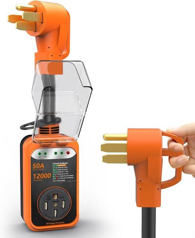 RV Surge Protector 30 أمبير، 10000 جول RV محلل دائرة مع غطاء مقاوم للماء، قابس محول RV لمقطورات السفر التخييم in Kuwait
