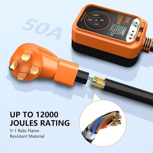 RV Surge Protector 30 أمبير، 10000 جول RV محلل دائرة مع غطاء مقاوم للماء، قابس محول RV لمقطورات السفر التخييم in Kuwait