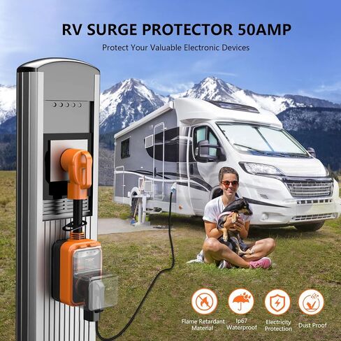 RV Surge Protector 30 أمبير، 10000 جول RV محلل دائرة مع غطاء مقاوم للماء، قابس محول RV لمقطورات السفر التخييم in Kuwait