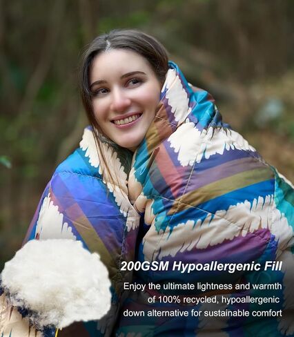 Puffy Camping Blanket │100% Recycled Polyester Insulation, Waterproof, Lightweight & Warm Quilt │ Portable, Packable Blanket for Outdoor Camping, Backpacking, Hiking, Travel, Stadium Use in Saudi Arabia