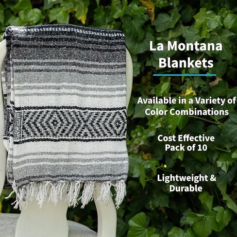 La Montana Bulk Falsa Mexican Blanket, 10 Pack, Assorted Neutrals in Kuwait