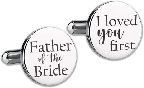 Love, Georgie Father of the Bride, I Love You First Cufflinks, Wedding Day Gift for Dad from Daughter, Round Steel or Gold Cufflinks (Gold) in Kuwait
