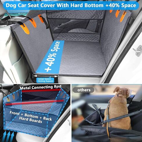 Dog Car Seat for Large Medium Dogs, Hard Bottom Back Seat Extender for Dogs with Soft Removable Blanket, Non-Slip Dog Car Hammock Turn into Soft Dog Car Bed,Pet Car Seat for Car SUV Truck(Black) in Kuwait