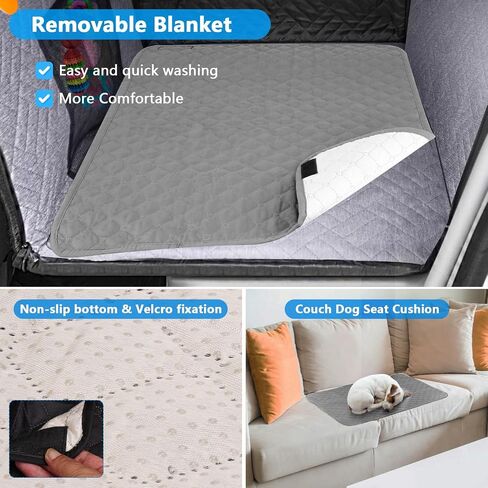 Dog Car Seat for Large Medium Dogs, Hard Bottom Back Seat Extender for Dogs with Soft Removable Blanket, Non-Slip Dog Car Hammock Turn into Soft Dog Car Bed,Pet Car Seat for Car SUV Truck(Black) in Kuwait