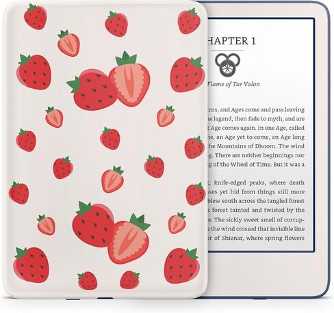Tacky DesignStrawberry Skin for Kindle Oasis Skin Decal, Off-White Skin for Kindle Stickers, Premium Vinyl 3M Full Wrap for Kindle Skin Covers for (Kindle Oasis (10th Gen, 2019)) in Kuwait