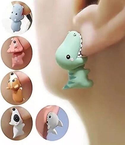 Cute Animal Bite Earrings for Women Fun Stud Earrings Dinosaur Earrings 3D Shark Earrings for Animal Lovers Jewelry Gifts in Saudi Arabia
