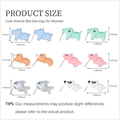 Cute Animal Bite Earrings for Women Fun Stud Earrings Dinosaur Earrings 3D Shark Earrings for Animal Lovers Jewelry Gifts in Saudi Arabia