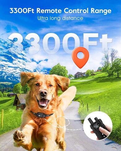 Dog Shock Collar,3300FT Dog Training Collar with Remote,IPX8 Waterproof E-Collar with Beep,Vibration,Shock,Light,Shock Lock Mode,Electric Shock Collar for Small Medium Large Dogs,Green in Kuwait
