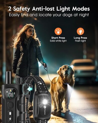 Dog Shock Collar,3300FT Dog Training Collar with Remote,IPX8 Waterproof E-Collar with Beep,Vibration,Shock,Light,Shock Lock Mode,Electric Shock Collar for Small Medium Large Dogs,Green in Kuwait