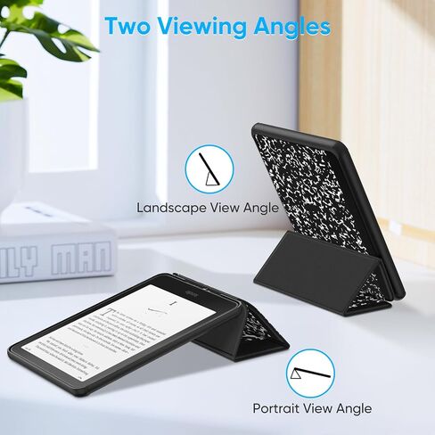 حافظة Fintie ثلاثية الطي لجهاز Kindle Paperwhite 2024 الجيل الثاني عشر وKindle Colorsoft | زاويتان للرؤية، غطاء حامل قابل للطي من جلد البولي يوريثان خفيف الوزن، تنبيه/غفو تلقائي، لجهاز Kindle Paperwhite الجيل الثاني عشر، أسود in Kuwait