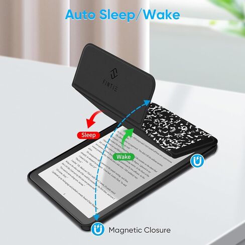 حافظة Fintie ثلاثية الطي لجهاز Kindle Paperwhite 2024 الجيل الثاني عشر وKindle Colorsoft | زاويتان للرؤية، غطاء حامل قابل للطي من جلد البولي يوريثان خفيف الوزن، تنبيه/غفو تلقائي، لجهاز Kindle Paperwhite الجيل الثاني عشر، أسود in Kuwait