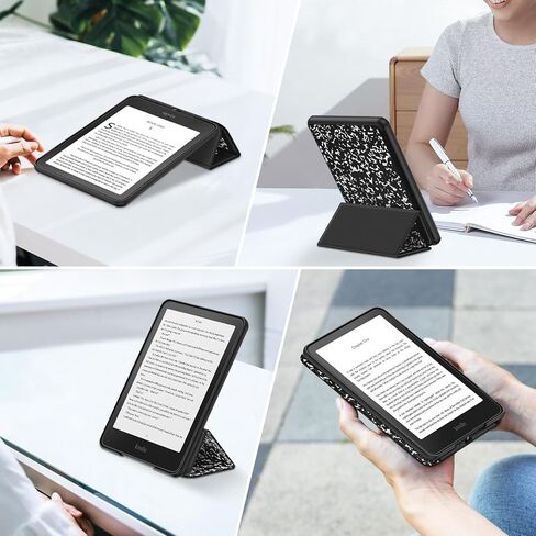 حافظة Fintie ثلاثية الطي لجهاز Kindle Paperwhite 2024 الجيل الثاني عشر وKindle Colorsoft | زاويتان للرؤية، غطاء حامل قابل للطي من جلد البولي يوريثان خفيف الوزن، تنبيه/غفو تلقائي، لجهاز Kindle Paperwhite الجيل الثاني عشر، أسود in Kuwait
