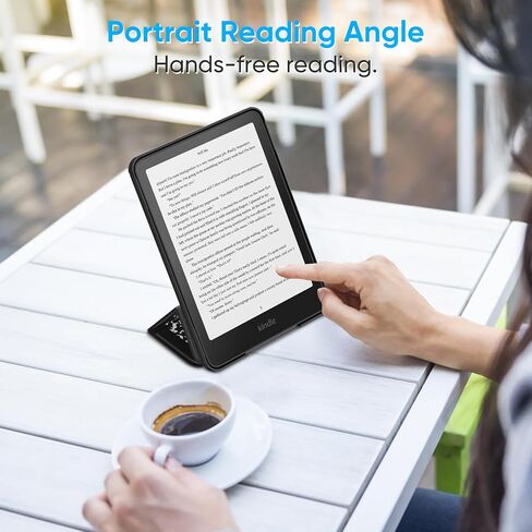 حافظة Fintie ثلاثية الطي لجهاز Kindle Paperwhite 2024 الجيل الثاني عشر وKindle Colorsoft | زاويتان للرؤية، غطاء حامل قابل للطي من جلد البولي يوريثان خفيف الوزن، تنبيه/غفو تلقائي، لجهاز Kindle Paperwhite الجيل الثاني عشر، أسود in Kuwait