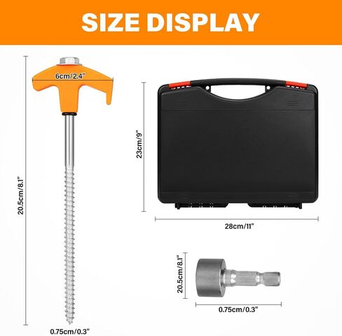 36 Tent Stakes Heavy Duty Metal Tent Stakes Screw in Camping Stakes with Luminous Head Ground Anchor Pegs Threaded Tent Spikes with Hex Head Driver and Storage Box in Saudi Arabia