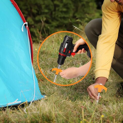 36 Tent Stakes Heavy Duty Metal Tent Stakes Screw in Camping Stakes with Luminous Head Ground Anchor Pegs Threaded Tent Spikes with Hex Head Driver and Storage Box in Saudi Arabia