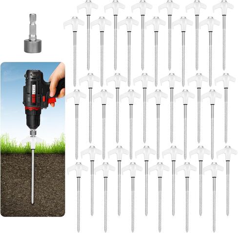 36 Tent Stakes Heavy Duty Metal Tent Stakes Screw in Camping Stakes with Luminous Head Ground Anchor Pegs Threaded Tent Spikes with Hex Head Driver and Storage Box in Saudi Arabia