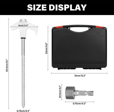 36 Tent Stakes Heavy Duty Metal Tent Stakes Screw in Camping Stakes with Luminous Head Ground Anchor Pegs Threaded Tent Spikes with Hex Head Driver and Storage Box in Saudi Arabia