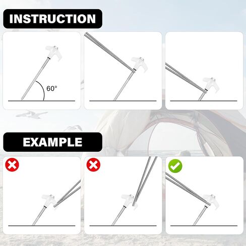 36 Tent Stakes Heavy Duty Metal Tent Stakes Screw in Camping Stakes with Luminous Head Ground Anchor Pegs Threaded Tent Spikes with Hex Head Driver and Storage Box in Saudi Arabia