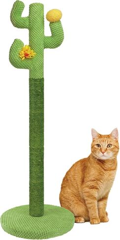 عمود خدش للقطط من polamg للقطط الداخلية، 35 بوصة من أعمدة الخدش للقطط الصبار مع النعناع البري، أعمدة خدش حبل السيزال الممتازة للقطط الصغيرة والبالغة، عمود خدش كبير قوي in Kuwait