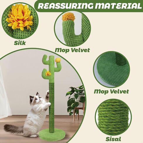 عمود خدش للقطط من polamg للقطط الداخلية، 35 بوصة من أعمدة الخدش للقطط الصبار مع النعناع البري، أعمدة خدش حبل السيزال الممتازة للقطط الصغيرة والبالغة، عمود خدش كبير قوي in Kuwait