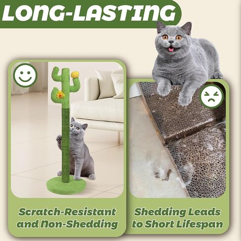 عمود خدش للقطط من polamg للقطط الداخلية، 35 بوصة من أعمدة الخدش للقطط الصبار مع النعناع البري، أعمدة خدش حبل السيزال الممتازة للقطط الصغيرة والبالغة، عمود خدش كبير قوي in Kuwait