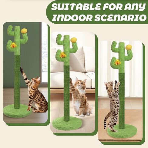 عمود خدش للقطط من polamg للقطط الداخلية، 35 بوصة من أعمدة الخدش للقطط الصبار مع النعناع البري، أعمدة خدش حبل السيزال الممتازة للقطط الصغيرة والبالغة، عمود خدش كبير قوي in Kuwait