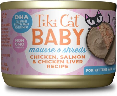 Tiki Cat Baby Thrive, Chicken & Chicken Liver, High-Protein & Flavorful, Wet Cat Food for Kittens 4 Weeks+, 5.6 oz. Pouches (Pack of 8) in Kuwait