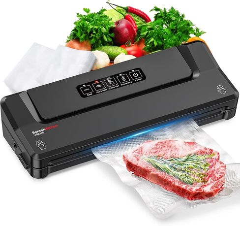Bonsenkitchen Vacuum Sealer Machine Multi-Functional Food Sealer with 10 Vacuum Bags, Fast-Compact Design, External Vacuum System & Accessory Tube for Freshness Preservation in Saudi Arabia