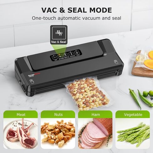 Bonsenkitchen Vacuum Sealer Machine Multi-Functional Food Sealer with 10 Vacuum Bags, Fast-Compact Design, External Vacuum System & Accessory Tube for Freshness Preservation in Saudi Arabia