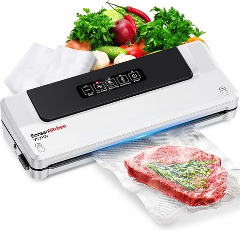 Bonsenkitchen Vacuum Sealer Machine Multi-Functional Food Sealer with 10 Vacuum Bags, Fast-Compact Design, External Vacuum System & Accessory Tube for Freshness Preservation in Saudi Arabia